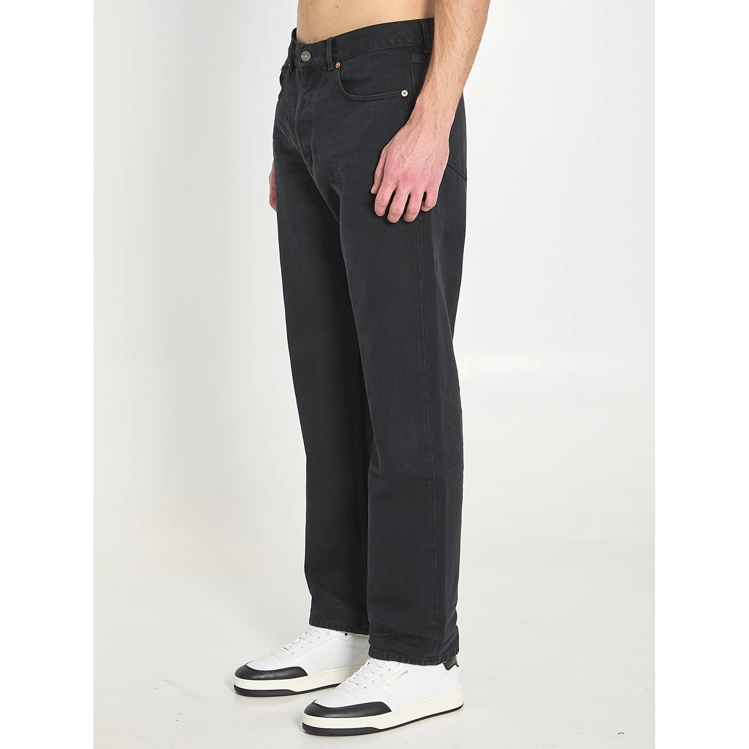 Loose straight denim pants