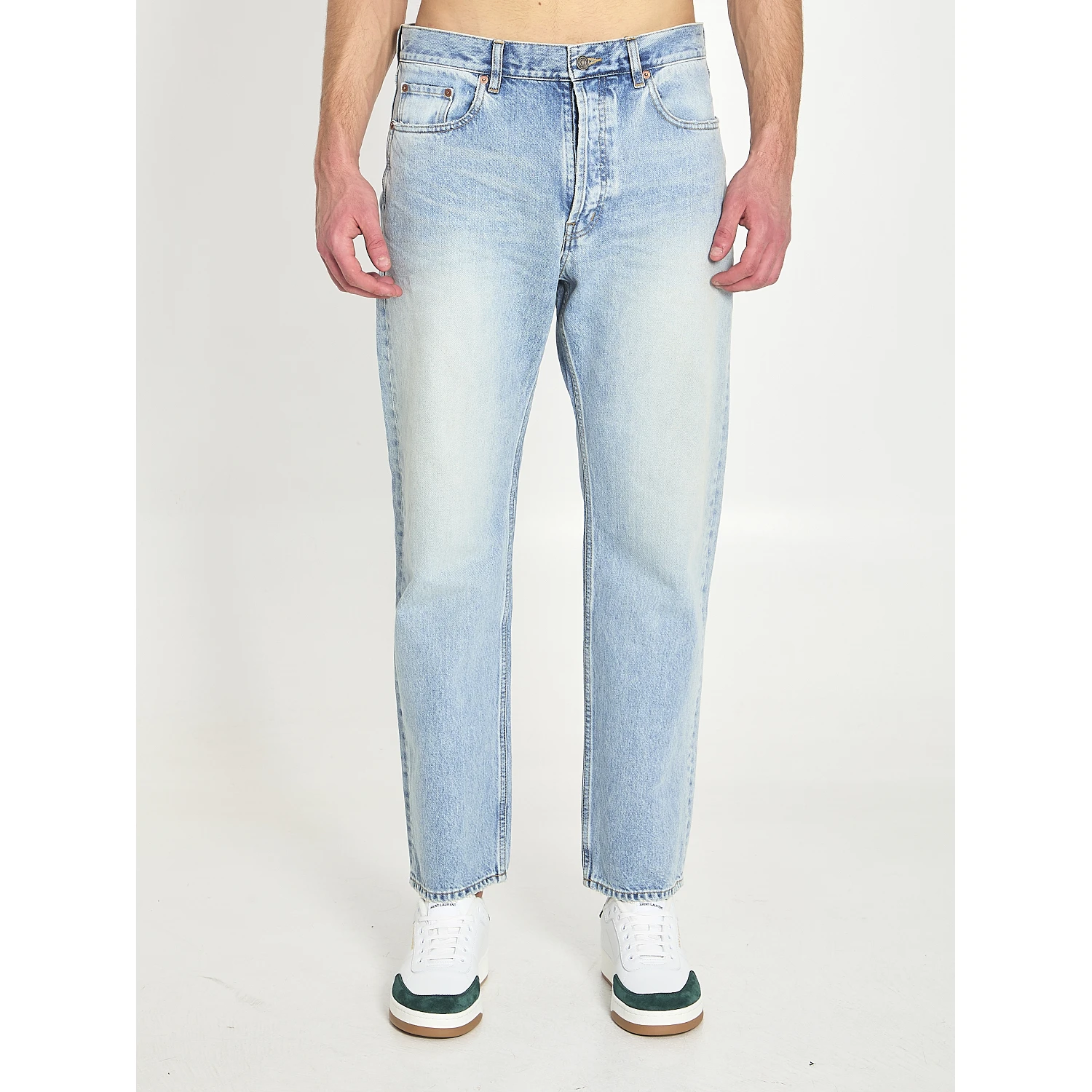 Loose straight denim pants