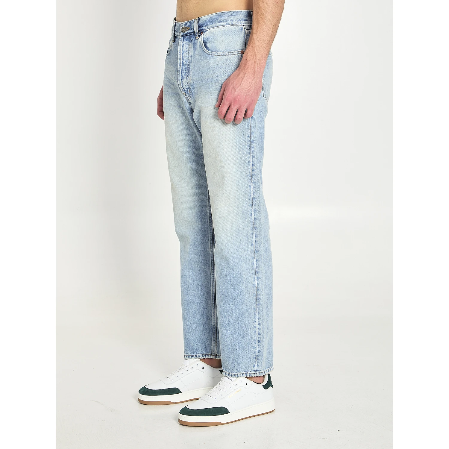 Loose straight denim pants