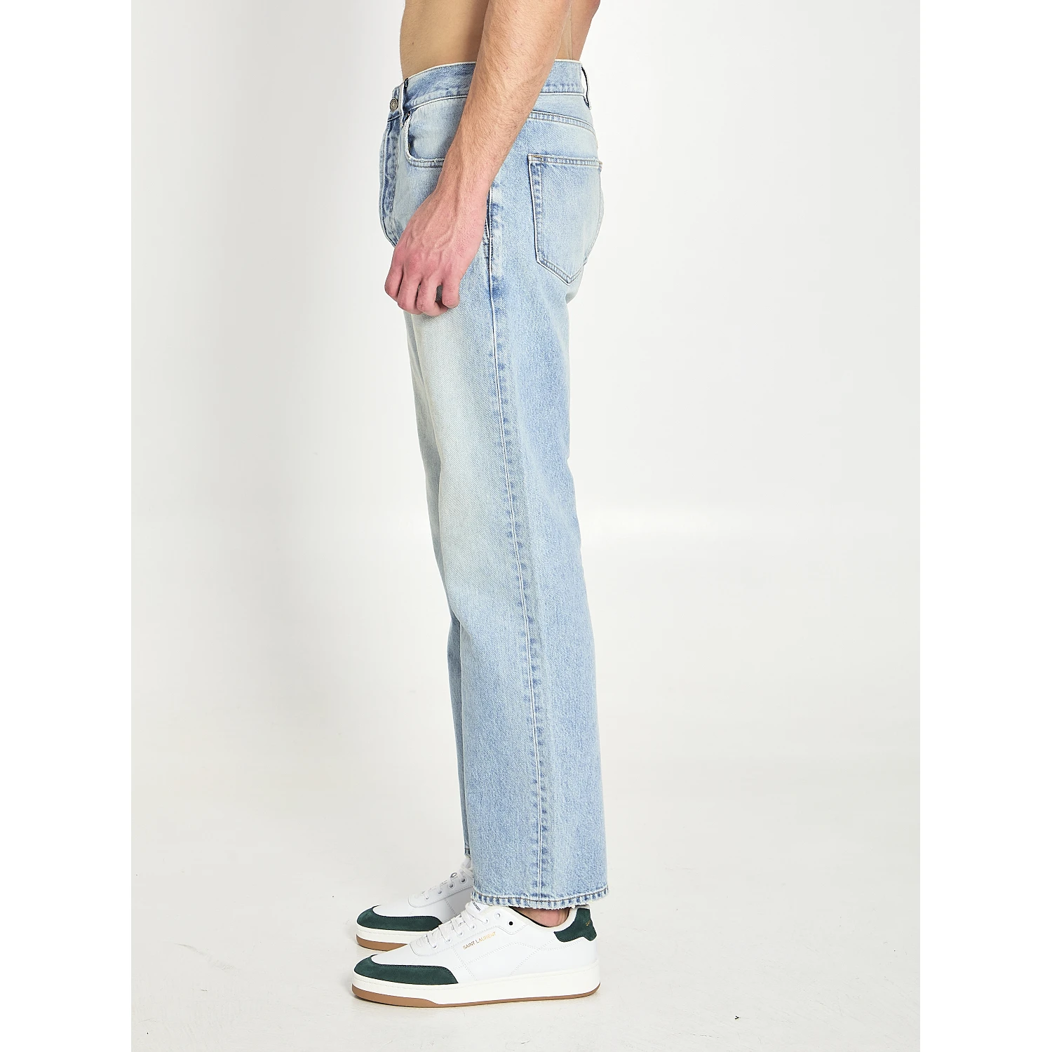Loose straight denim pants
