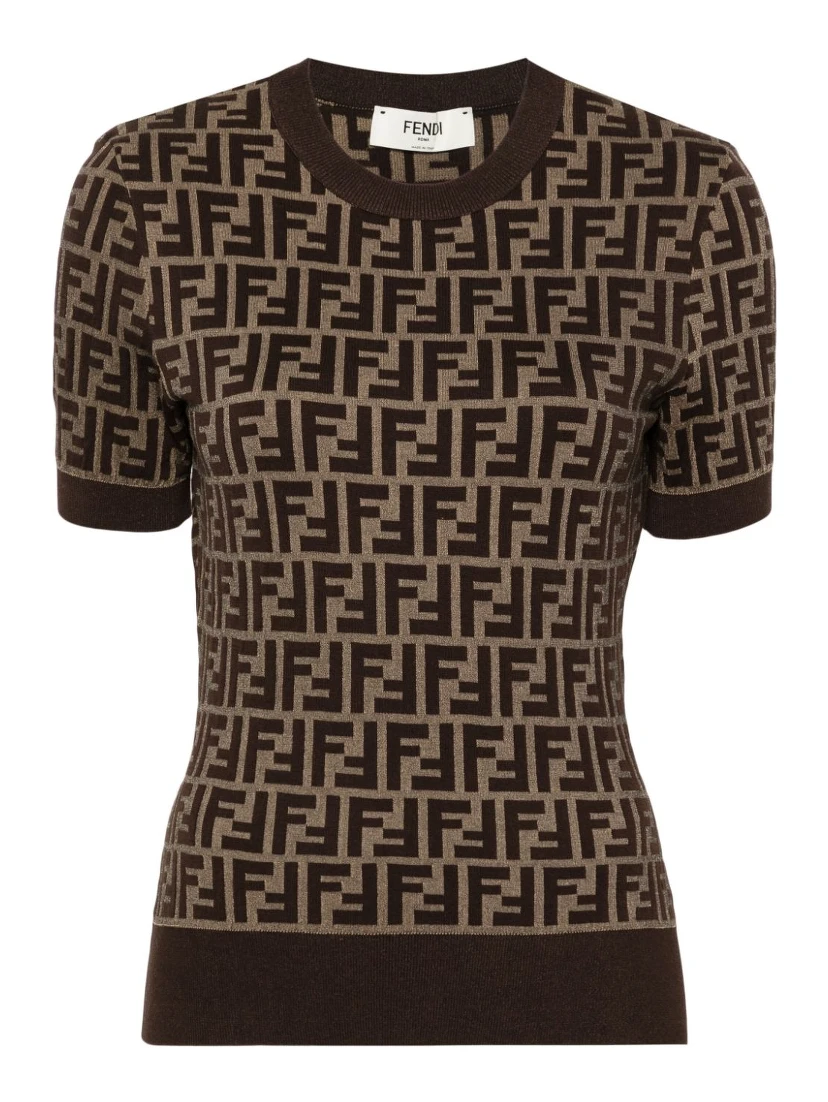 Short sleeves cotton crewneck knitwear