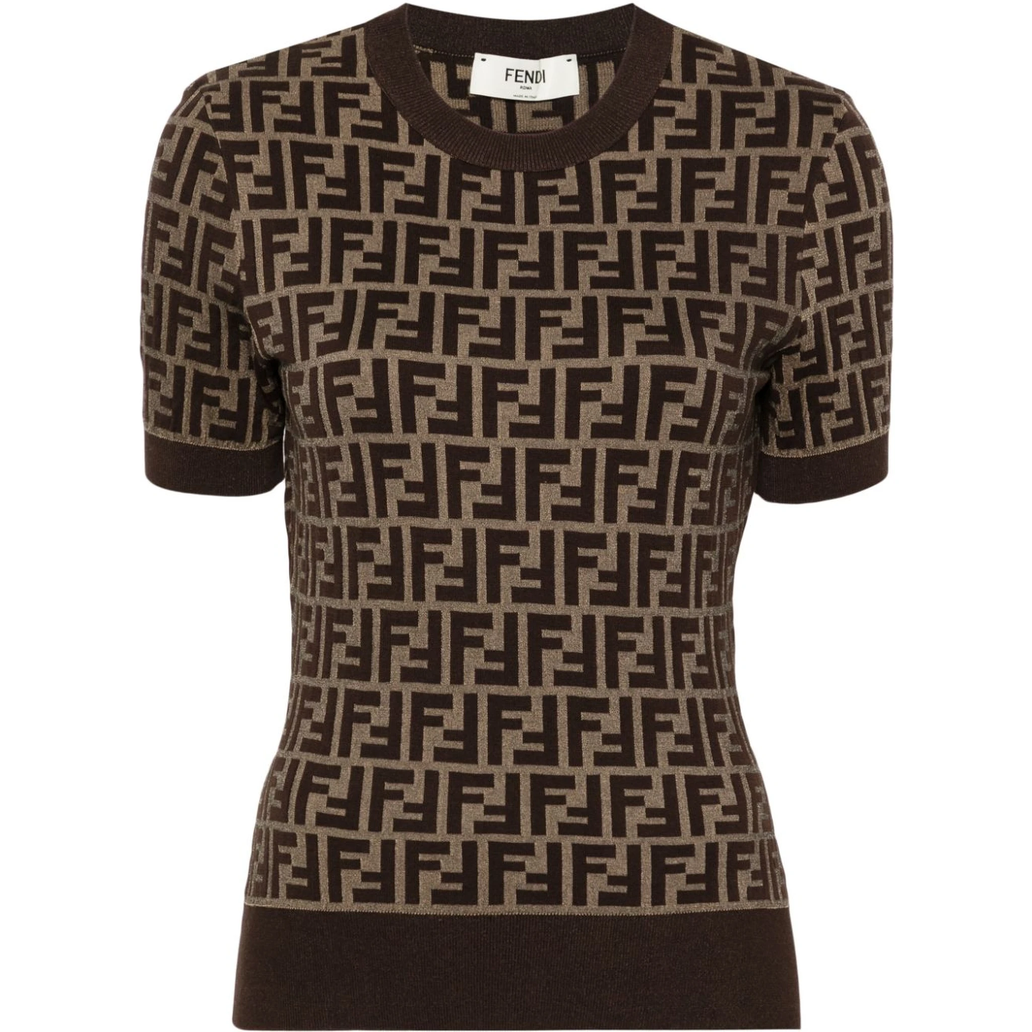 Short sleeves cotton crewneck knitwear