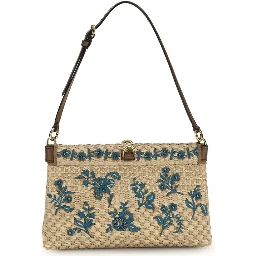 Beige Viscose Shoulder Bag