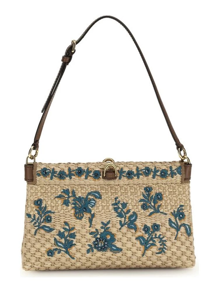 Beige Viscose Shoulder Bag