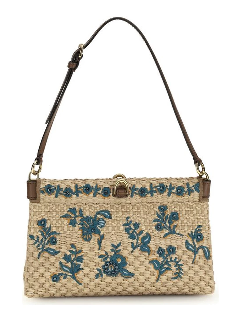 Beige Viscose Shoulder Bag