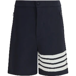 Blue Viscose Bermuda Shorts