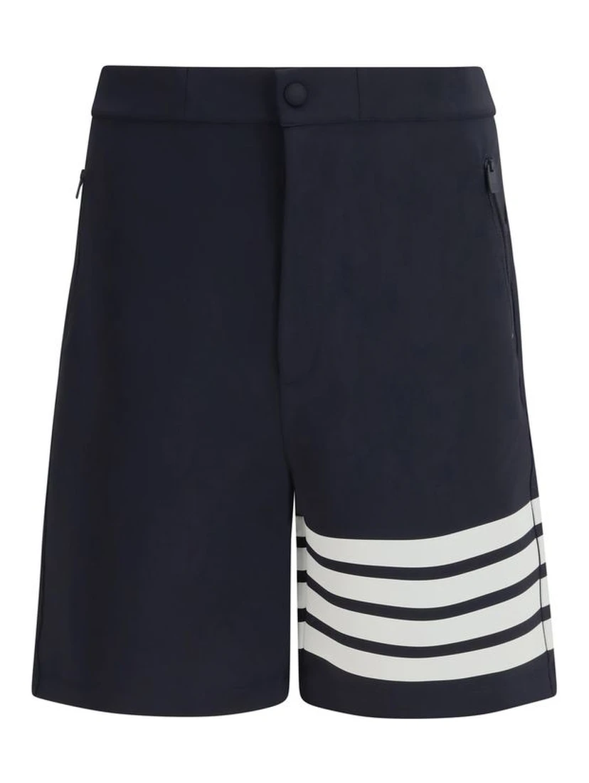 Blue Viscose Bermuda Shorts