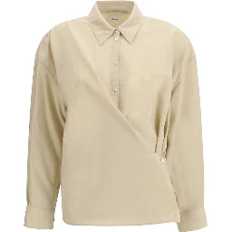 Beige Silk Dress Shirt