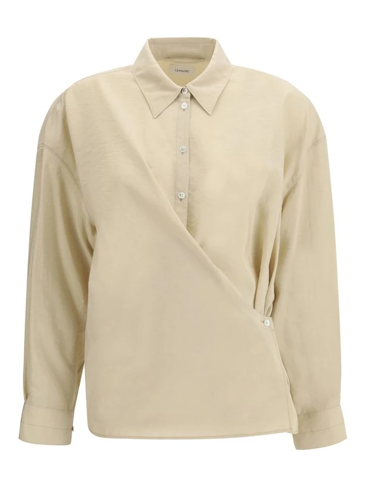 Beige Silk Dress Shirt
