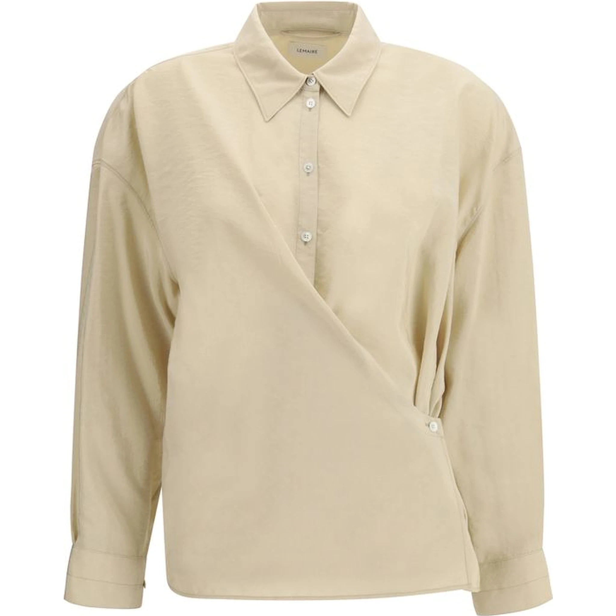 Beige Silk Dress Shirt