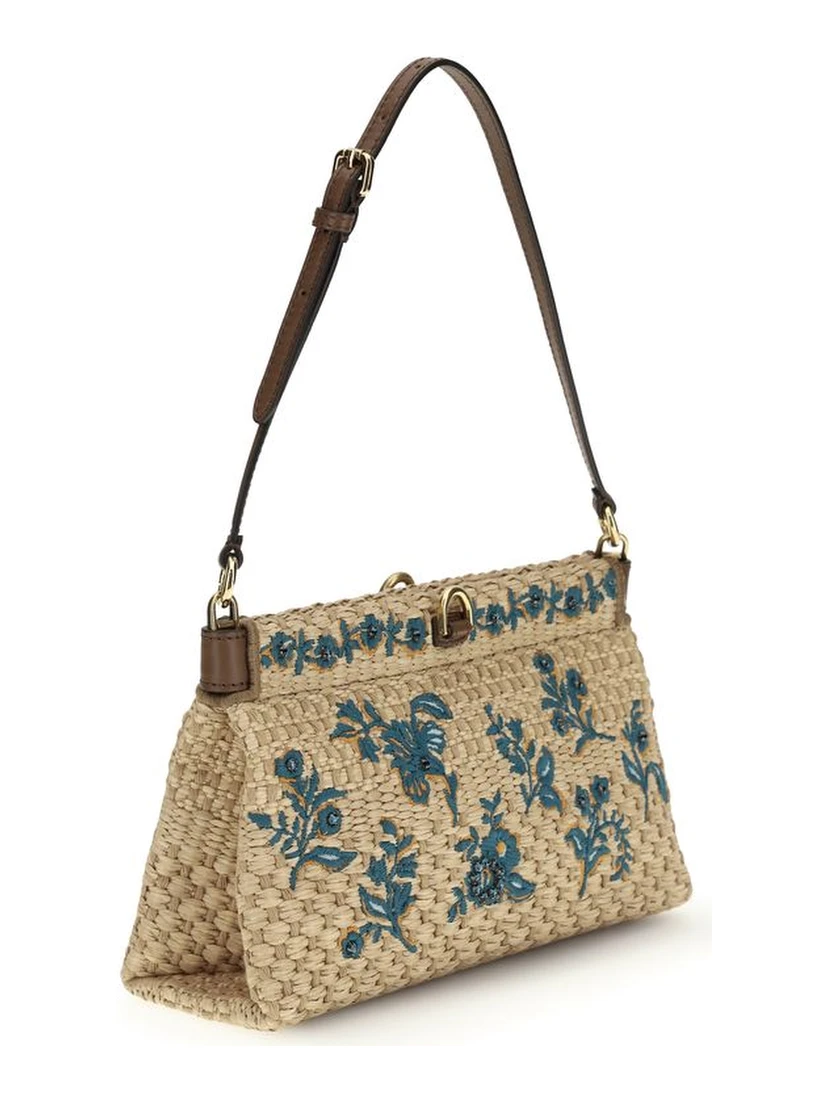 Beige Viscose Shoulder Bag