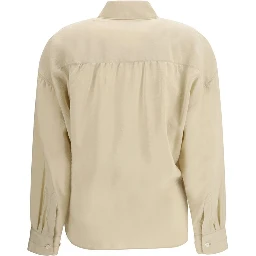 Beige Silk Dress Shirt