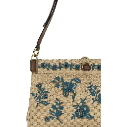 Beige Viscose Shoulder Bag