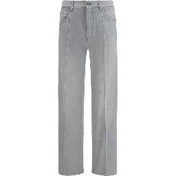 Gray Cotton Straight-Leg Jeans