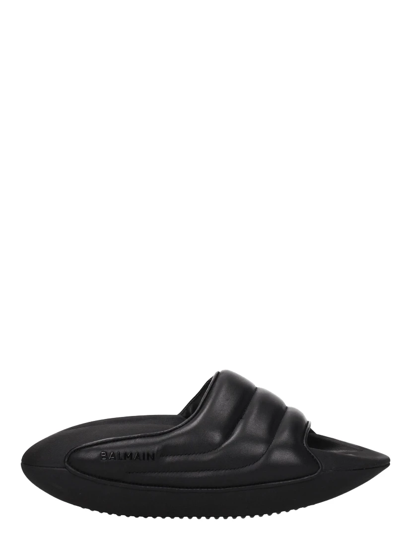 Black Leather Slippers