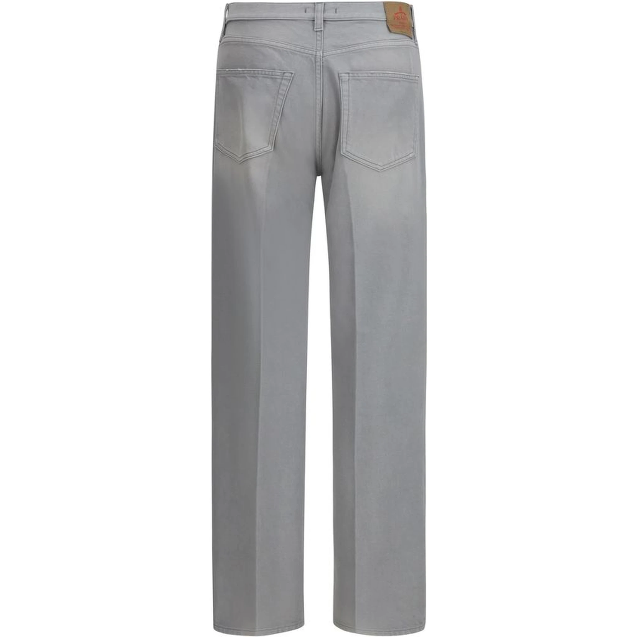 Gray Cotton Straight-Leg Jeans