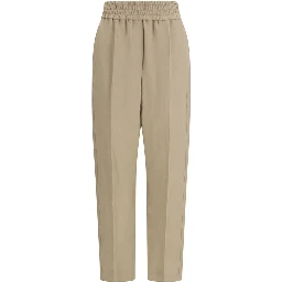 Beige Viscose Casual Pants