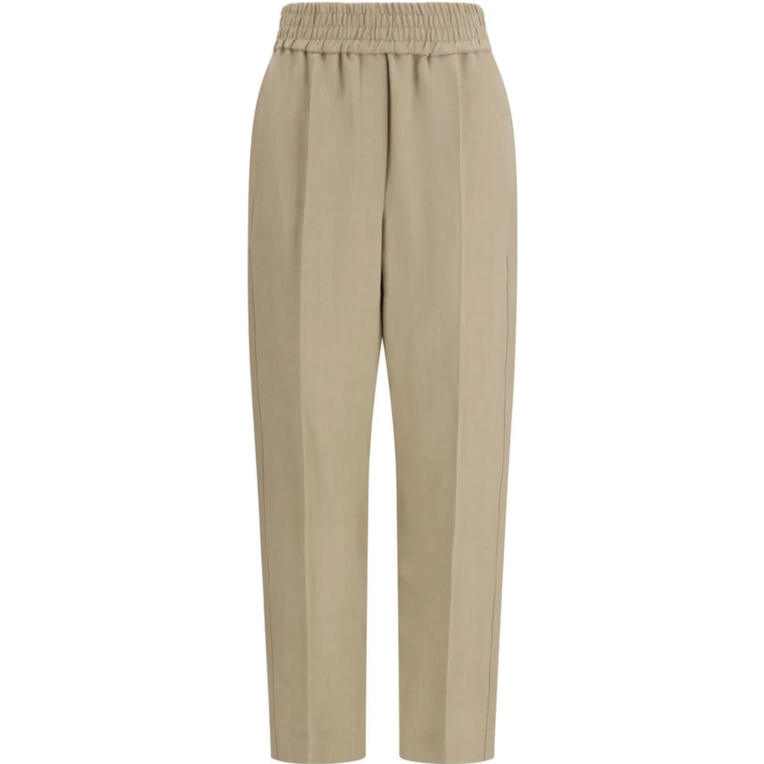 Beige Viscose Casual Pants