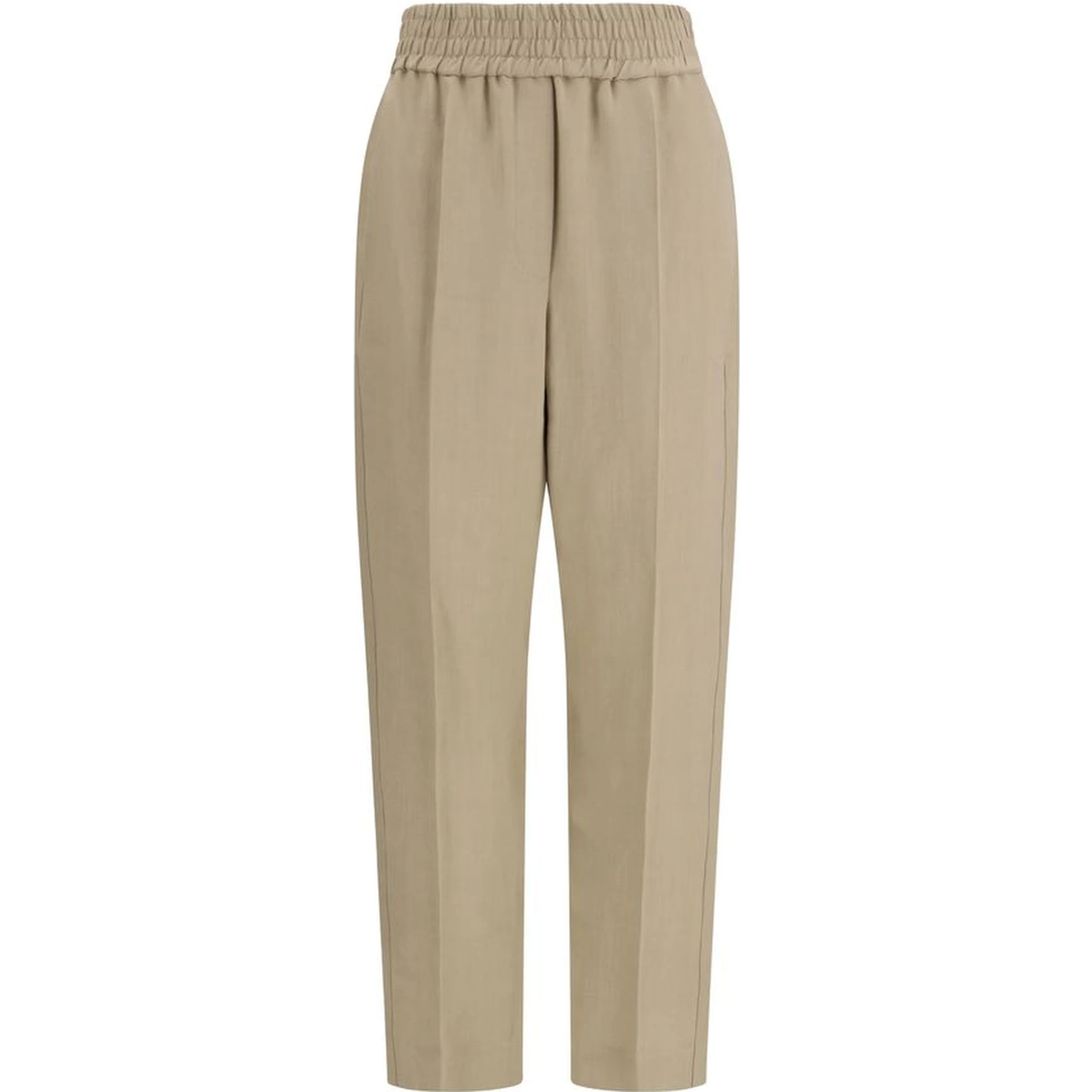 Beige Viscose Casual Pants