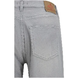 Gray Cotton Straight-Leg Jeans