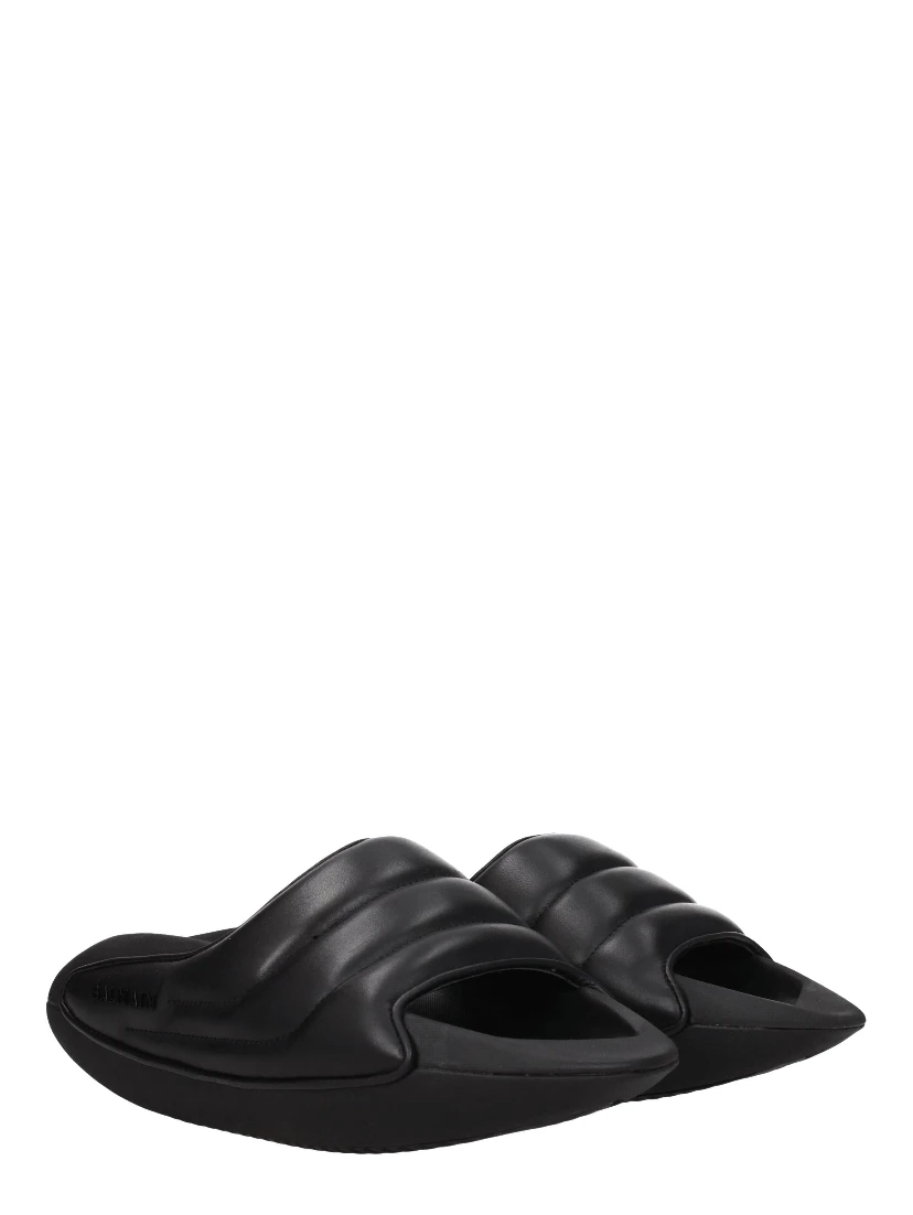 Black Leather Slippers