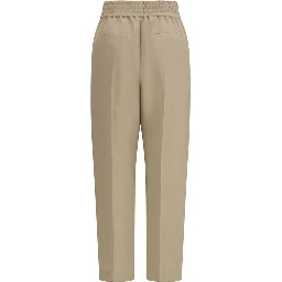 Beige Viscose Casual Pants