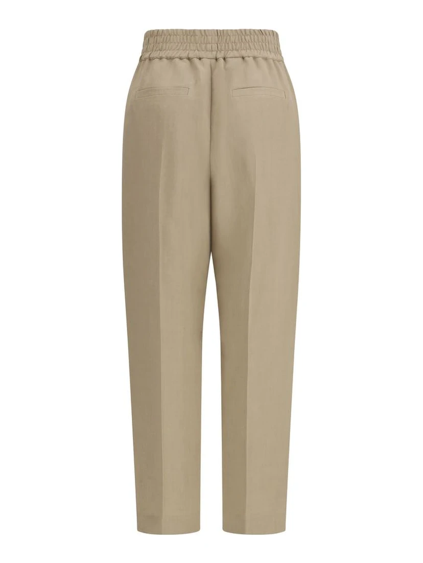 Beige Viscose Casual Pants