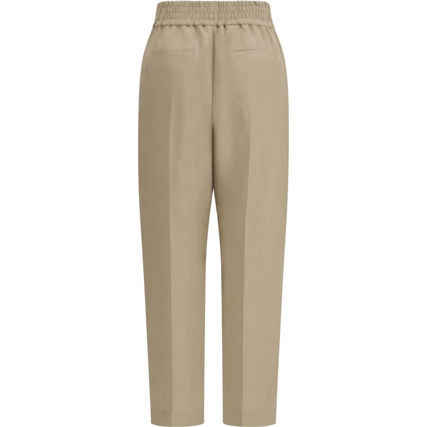 Beige Viscose Casual Pants