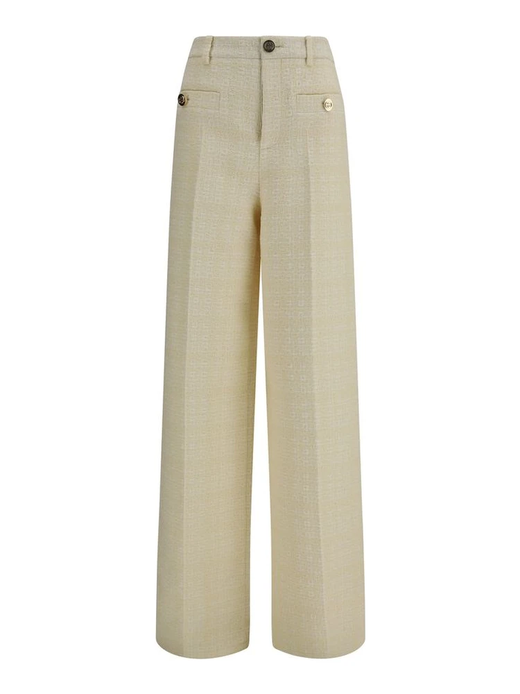 Beige Cotton Casual Pants