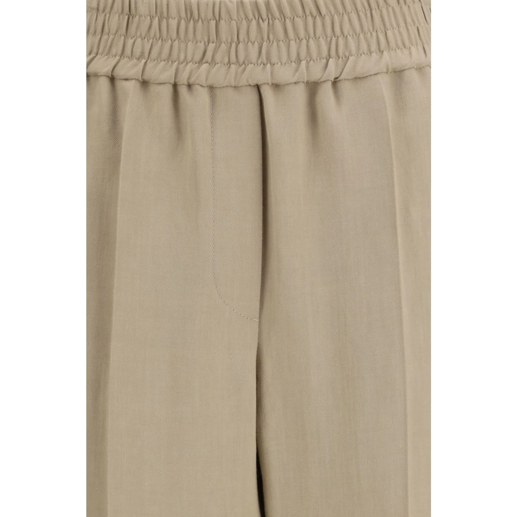 Beige Viscose Casual Pants