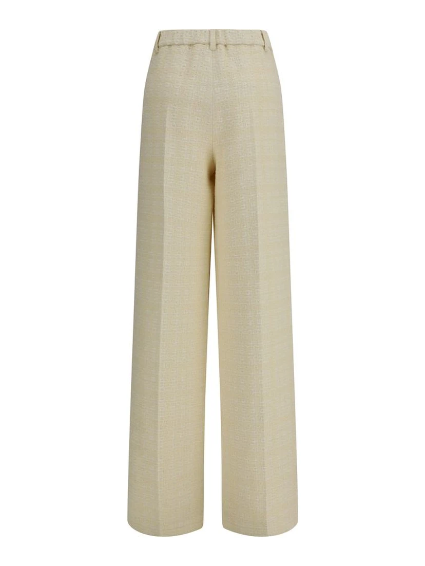 Beige Cotton Casual Pants