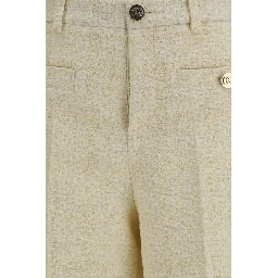 Beige Cotton Casual Pants