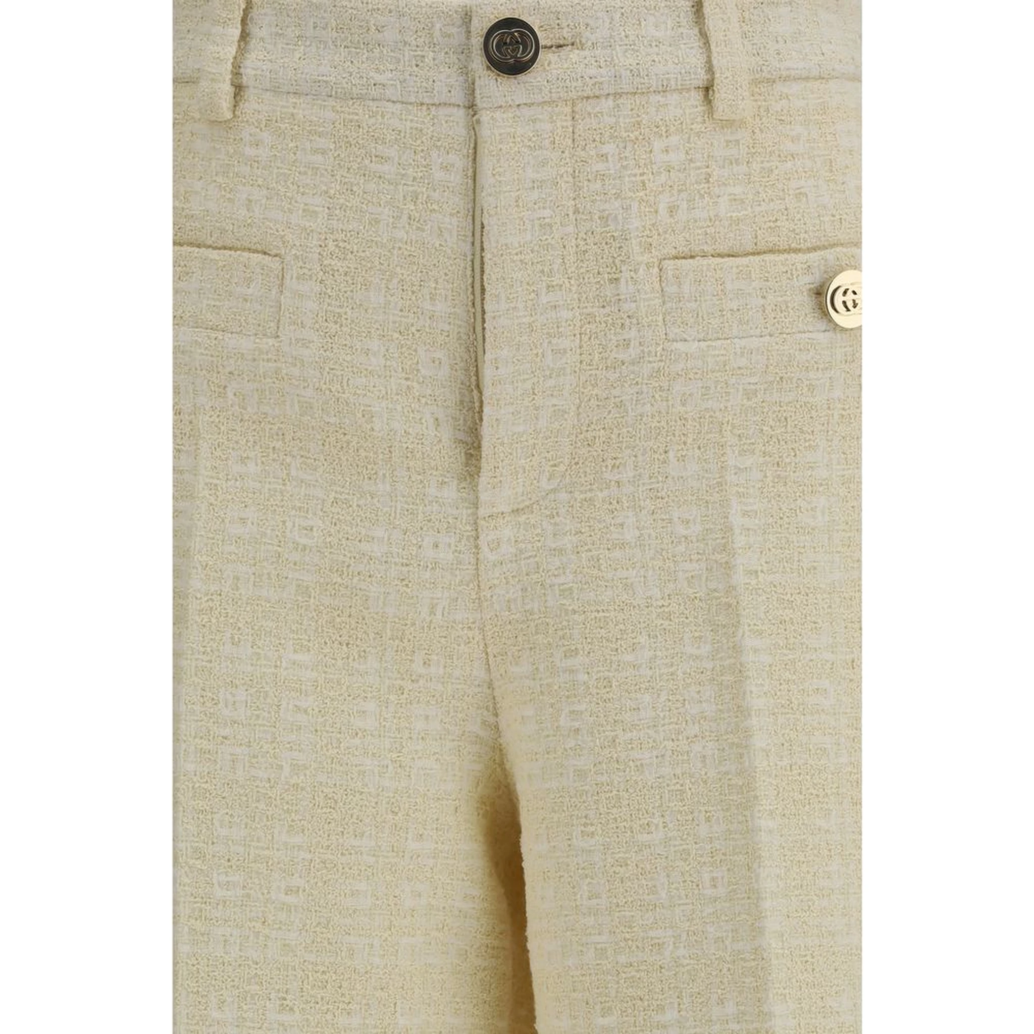 Beige Cotton Casual Pants