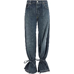 Gray Cotton Straight-Leg Jeans