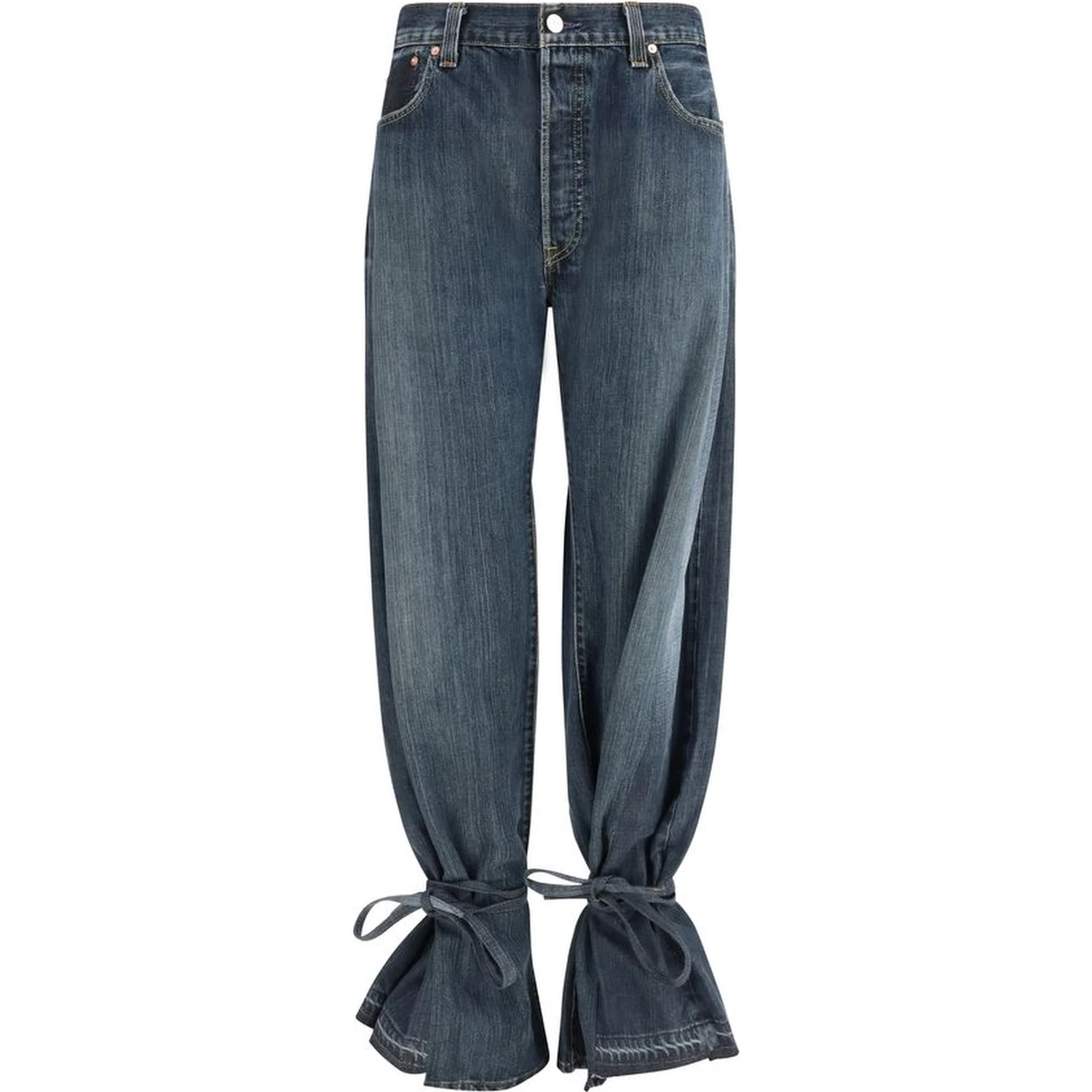 Gray Cotton Straight-Leg Jeans