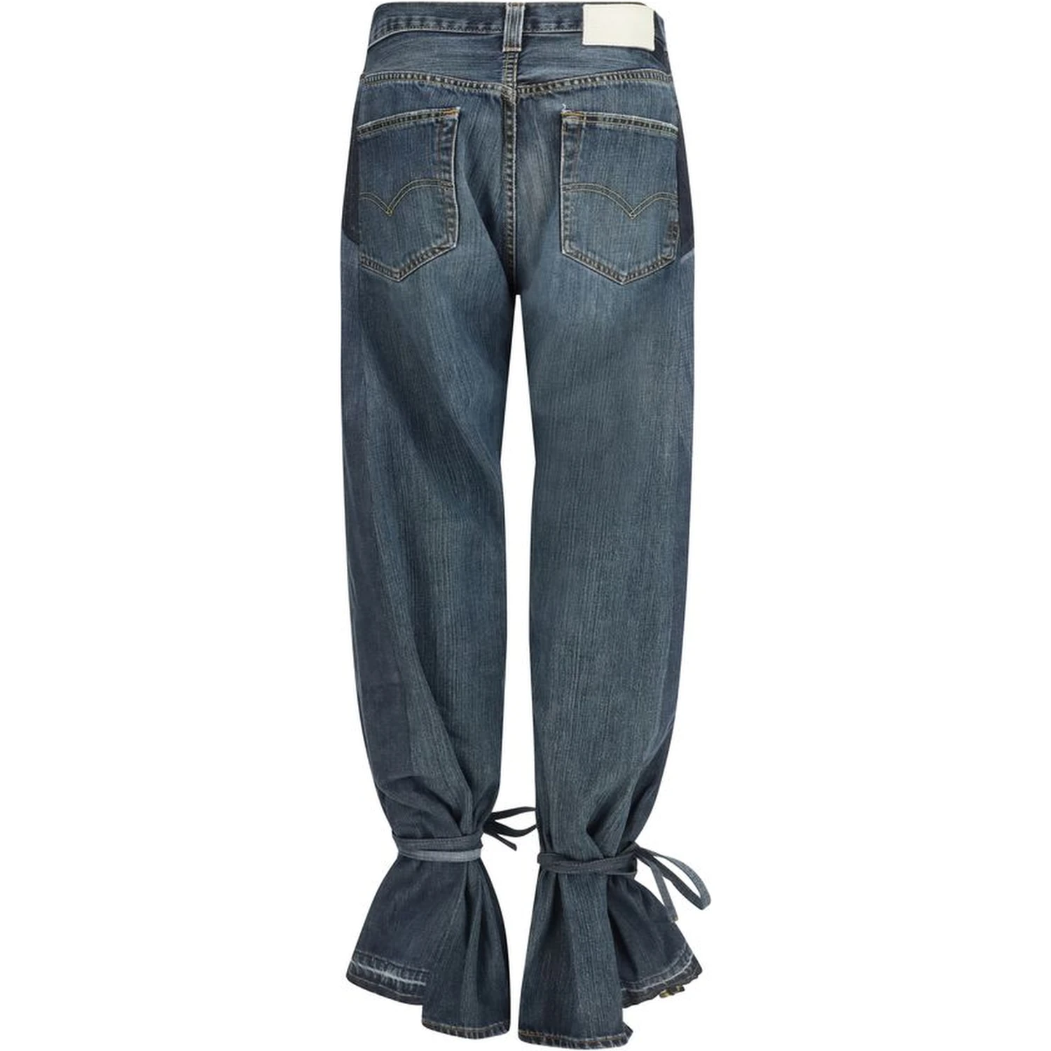 Gray Cotton Straight-Leg Jeans
