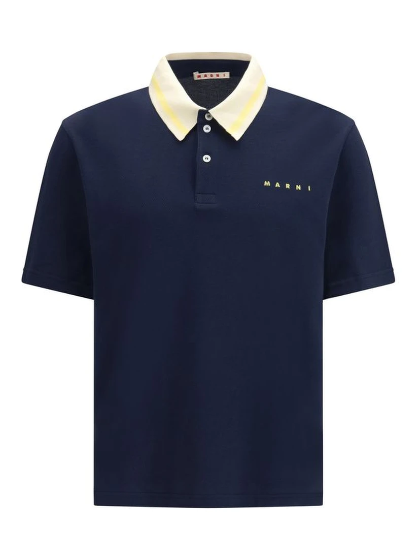 Blue Cotton Polo Shirt