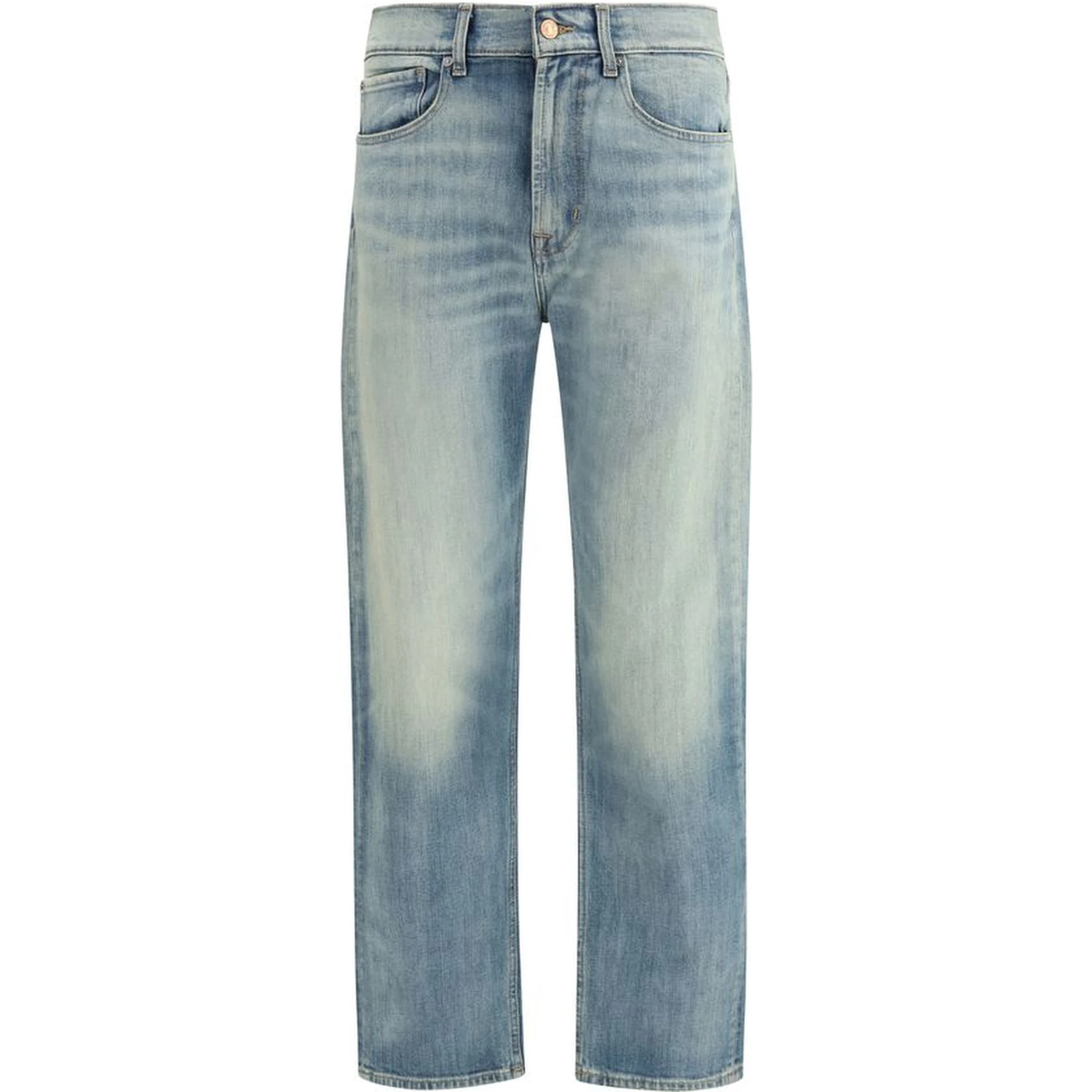 بنطلون جينز أزرق قطني بقصة مريحة