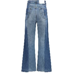 Blue Cotton Flared Jeans