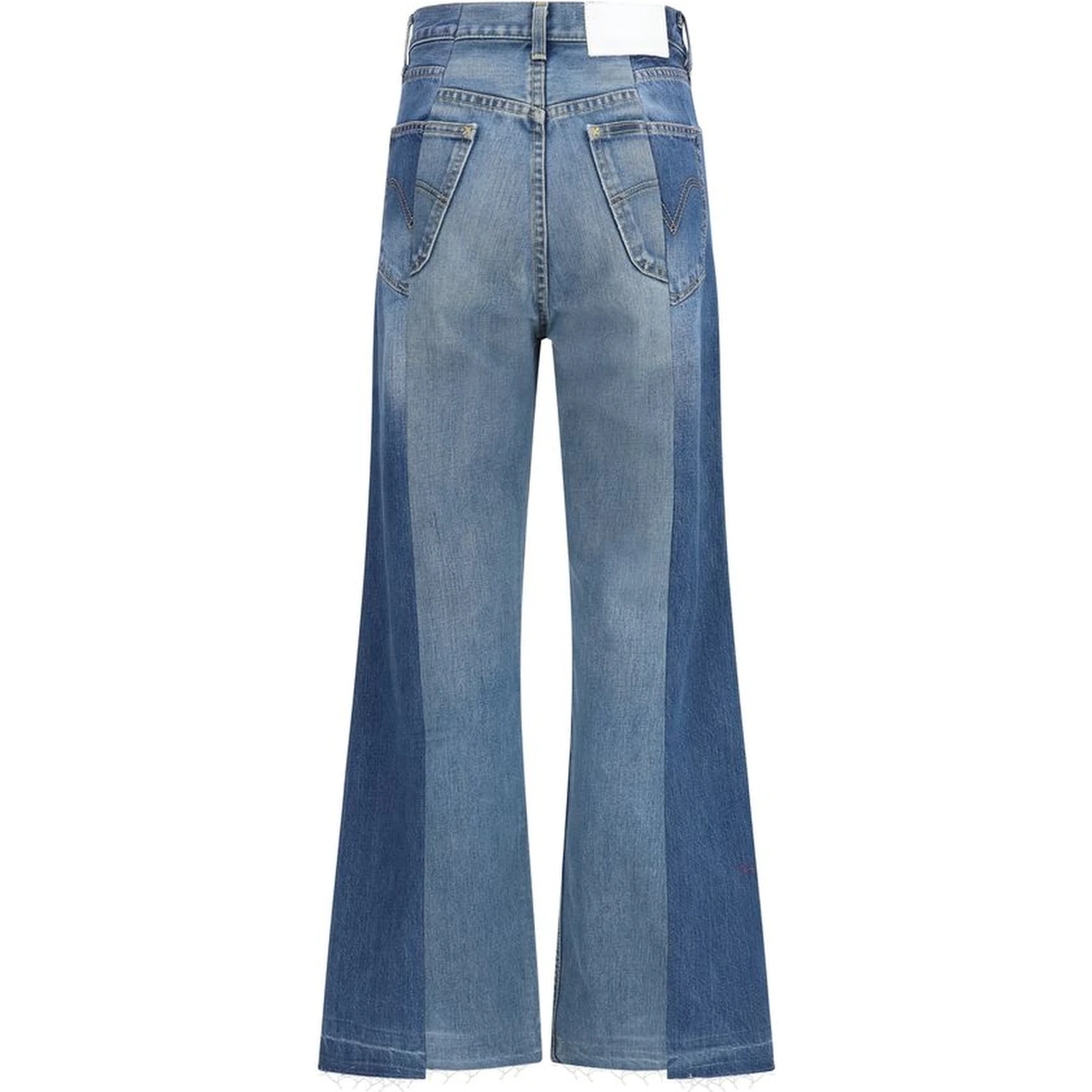 Blue Cotton Flared Jeans