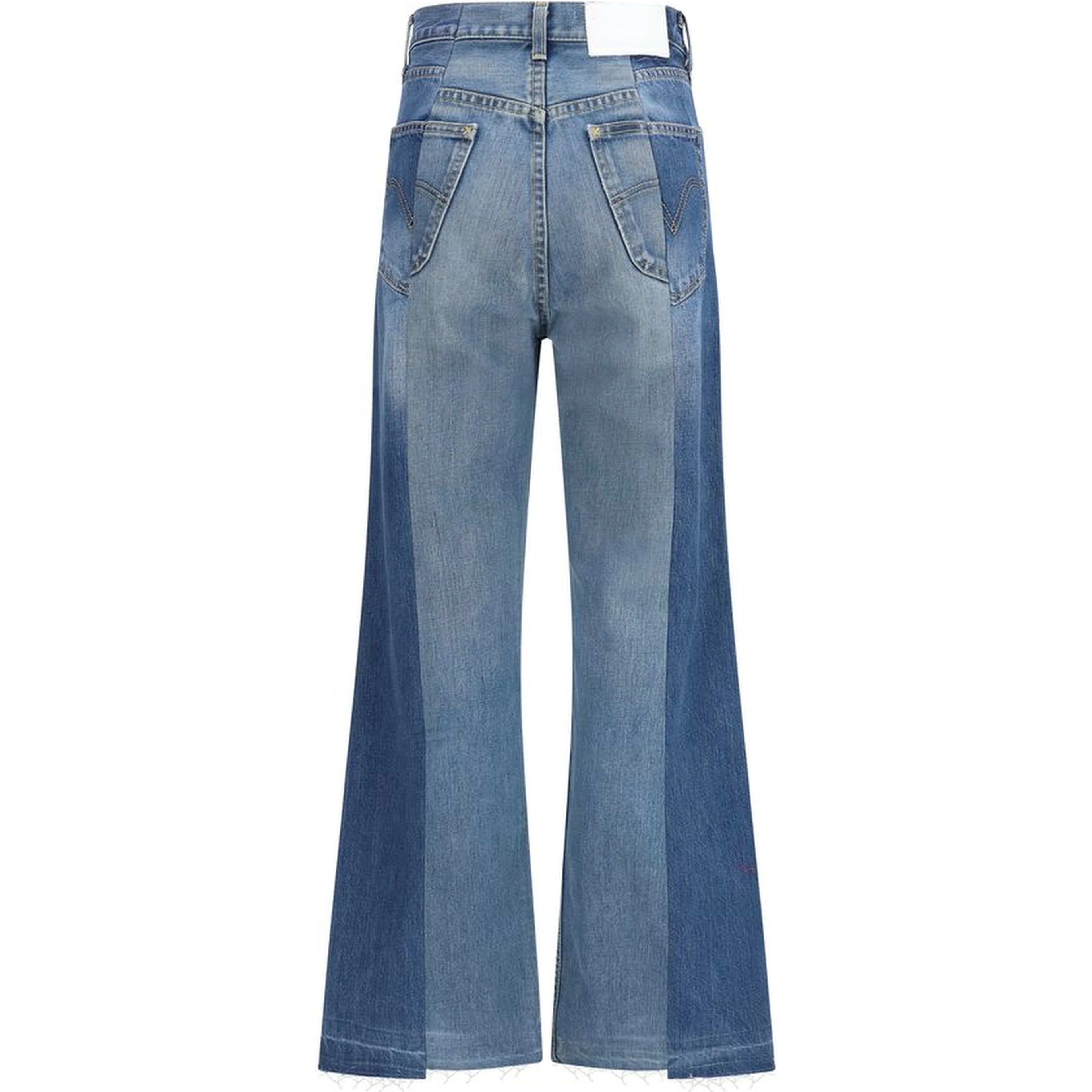 Blue Cotton Flared Jeans