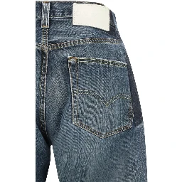 Gray Cotton Straight-Leg Jeans