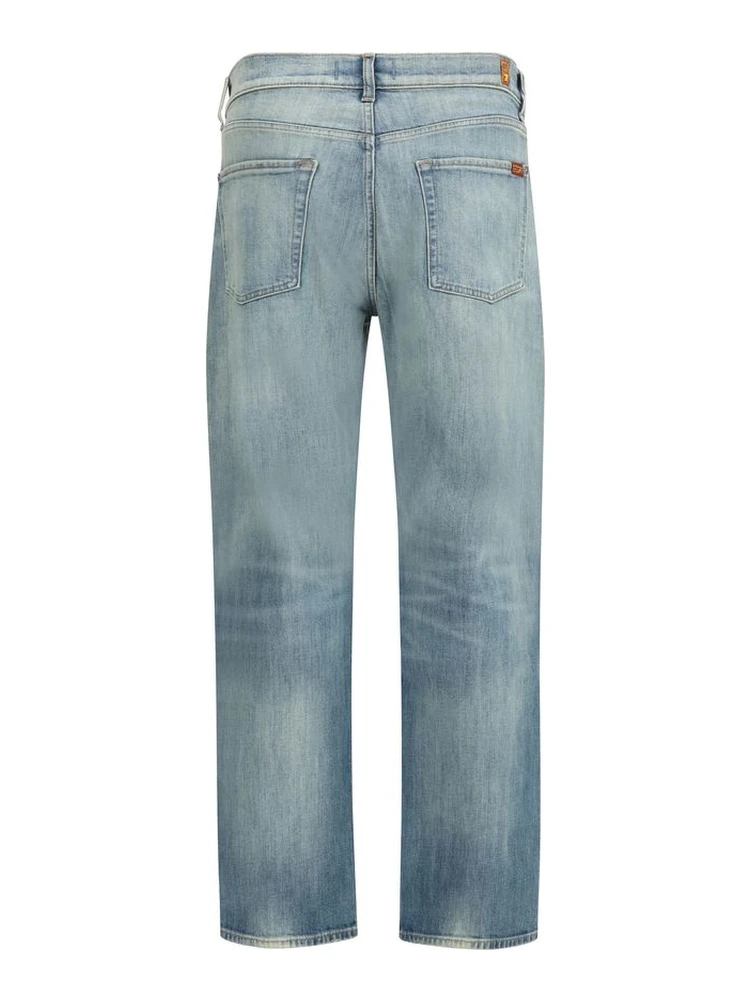 بنطلون جينز أزرق قطني بقصة مريحة alternative