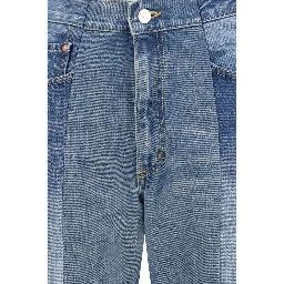 Blue Cotton Flared Jeans