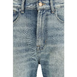 بنطلون جينز أزرق قطني بقصة مريحة