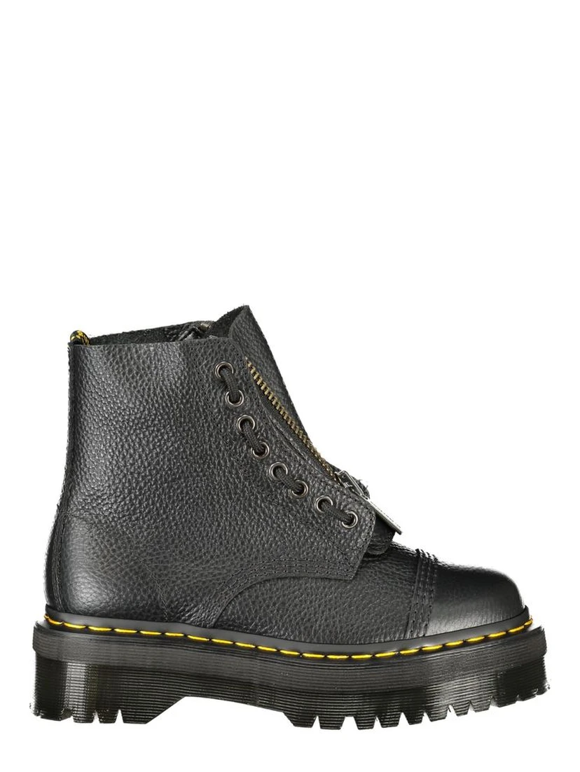 Black Leather Unisex Ankle Boot