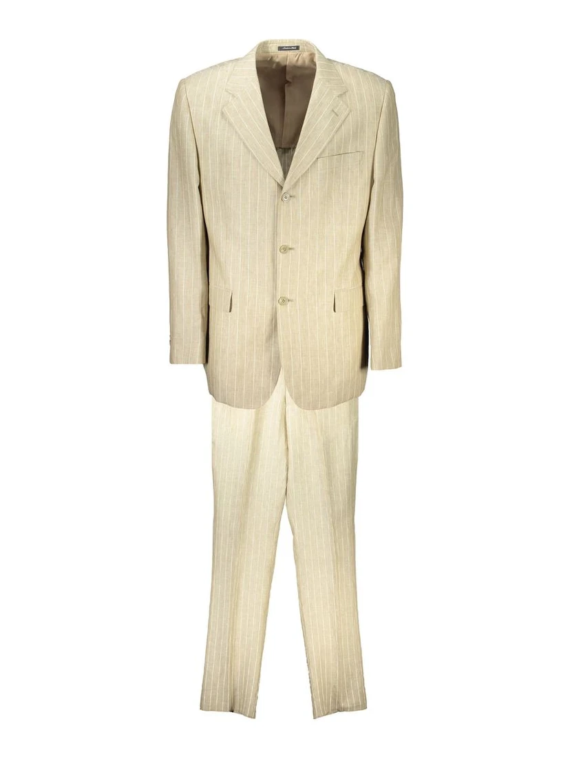 Beige Polyester Mens Suit Jacket