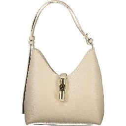 Beige Leather Women Handbag