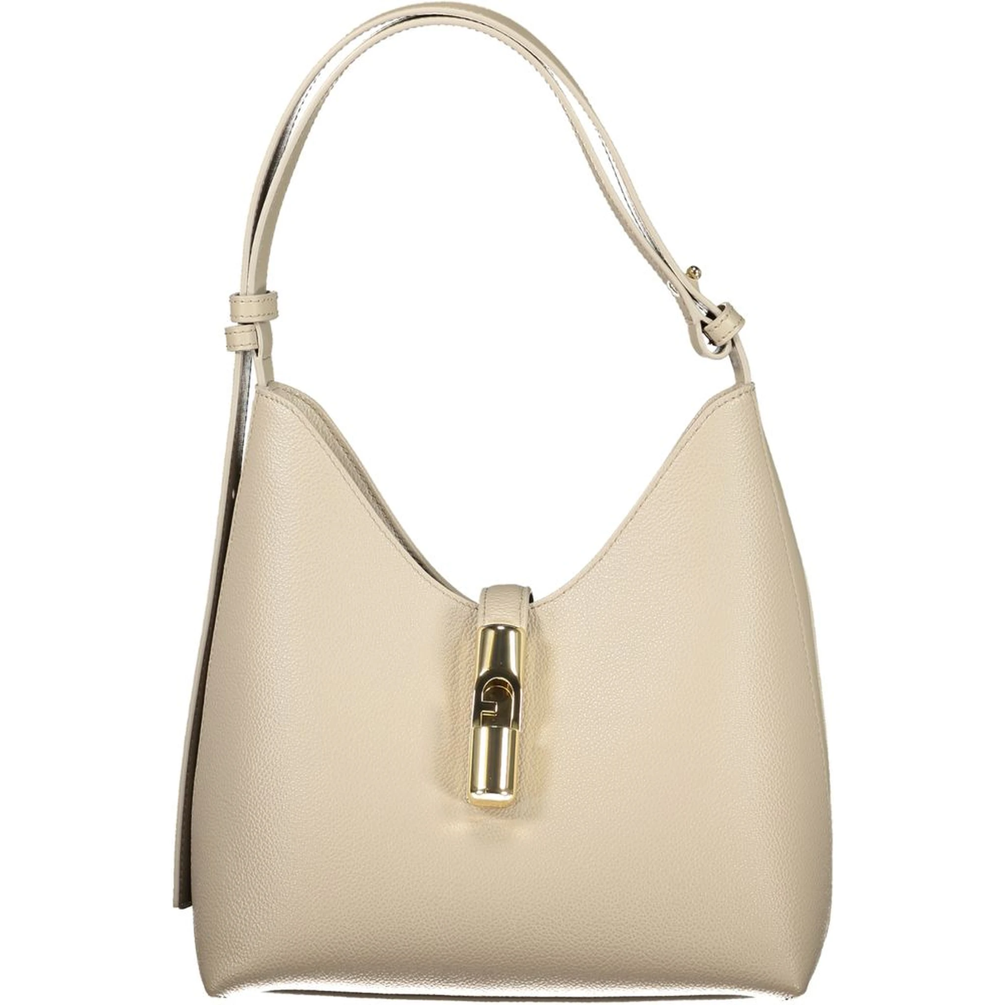 Beige Leather Women Handbag