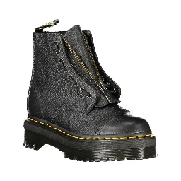 Black Leather Unisex Ankle Boot
